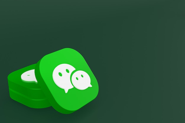 Wechat-Anwendungslogo 3D-Rendering auf grünem Hintergrund