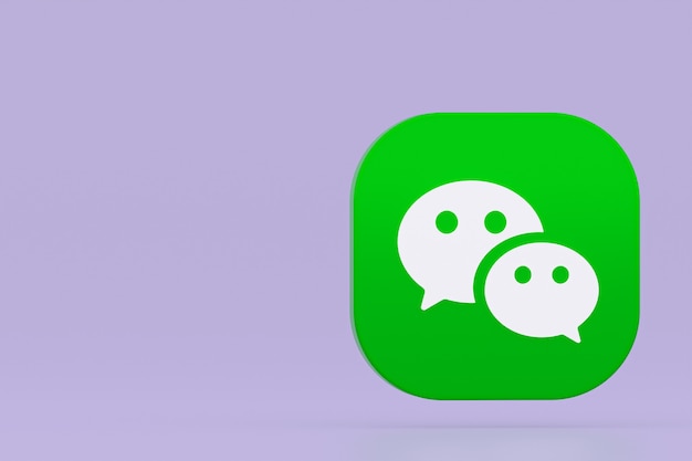 Wechat-Anwendungslogo 3D-Rendering auf lila Hintergrund