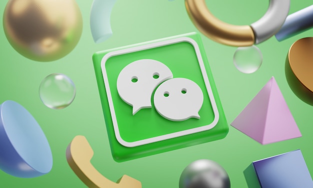 Foto wechat logo um 3d-rendering abstrakte form hintergrund