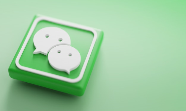 WeChat Representación 3D de cerca. Plantilla de promoción de cuenta.