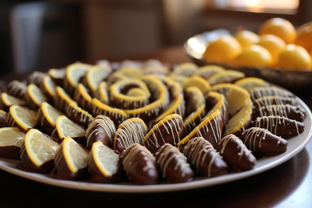 Wedges mergulhados em chocolate