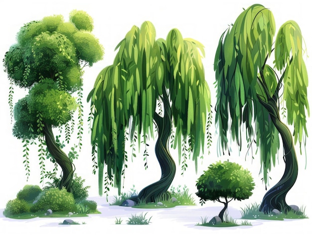 Weeping Willow Eine zeitgenössische Illustration der Ruhe Generative KI