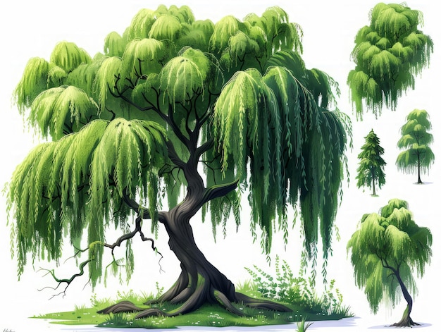 Weeping Willow Una ilustración contemporánea de la tranquilidad de la IA generativa