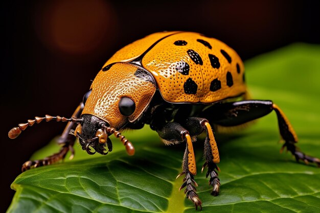 Weevil con cuernos que se arrastra en la planta generado en la naturaleza