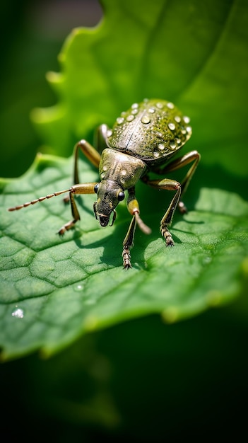 Weevil-Reise auf Blättern mit Antenne