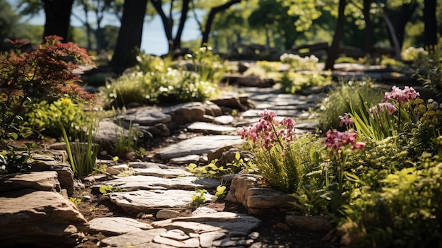 Weg aus Steinen im Garten