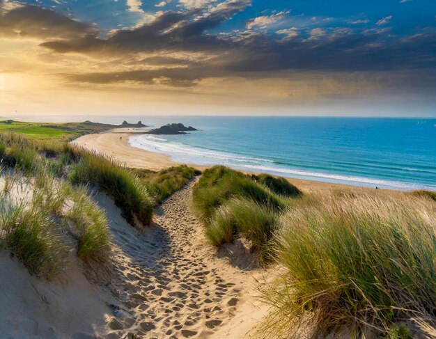 Foto weg, eingang, strand, gras, zugang zum ozean