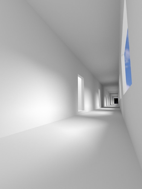 Weg in den Raum, Gehweg, 3D-Rendering