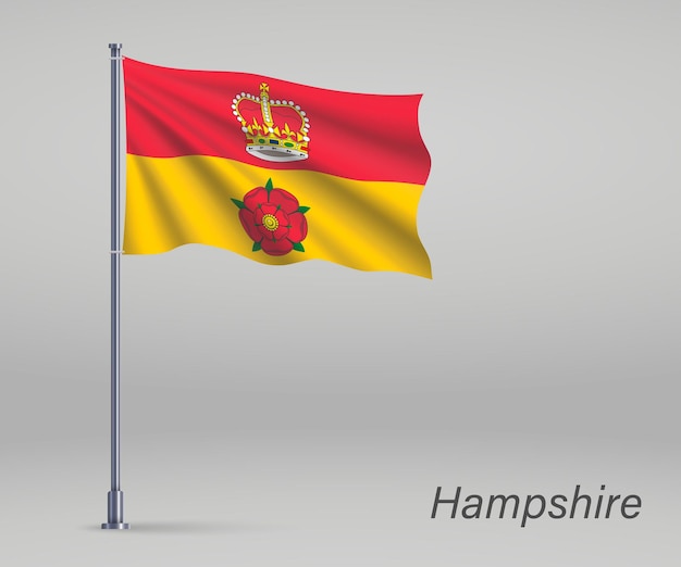 Wehende Flagge der englischen Grafschaft Hampshire am Fahnenmast Vorlage für das Plakatdesign zum Unabhängigkeitstag