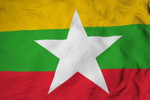 Wehende Flagge Myanmars in 3D-Darstellung