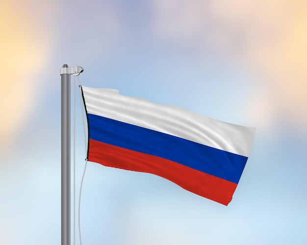 Wehende Flagge Russlands auf einem Fahnenmast