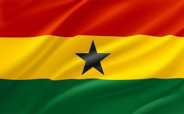 Wehende Flagge von Ghana 3D-Vektorbanner