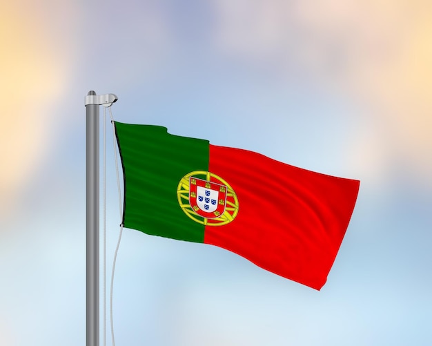 Foto wehende flagge von portugal auf einem fahnenmast