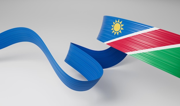 Wehendes Band oder Banner mit Flagge Namibias Vorlage für den Unabhängigkeitstag 3D-Darstellung