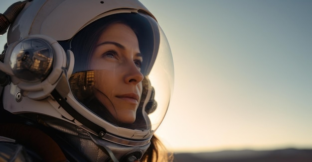 Foto weibliche astronautin mit der erde als hintergrund