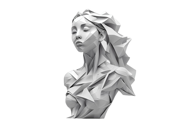 Weibliche Büste futuristische 3D ungewöhnliche Formen mit geschlossenen Augen modernes Computerdesign