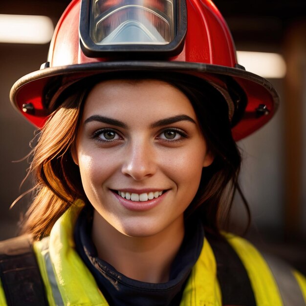 Weibliche Feuerwehrmann lächelt