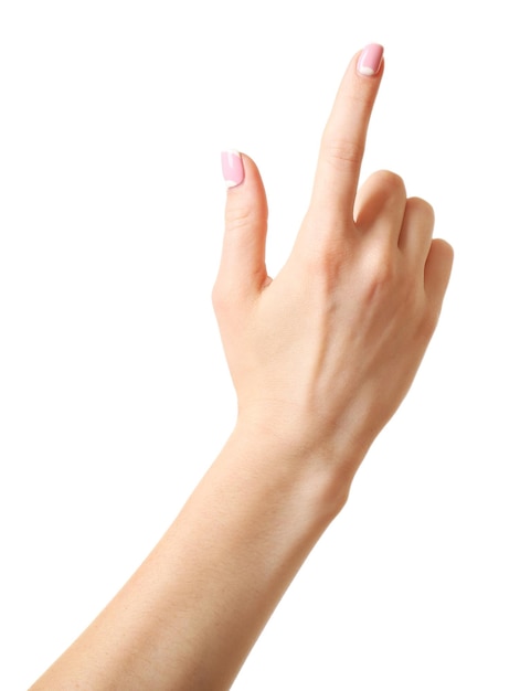 Weibliche Hand isoliert auf Weiß