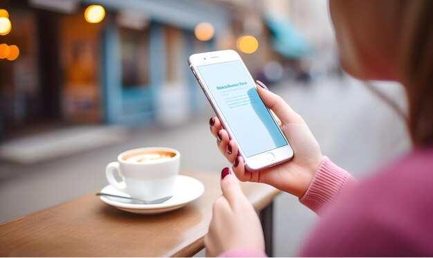 Weibliche Hand nutzt mobiles Banking auf einem weißen Smartphone