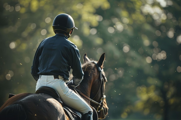 Weibliche Reiterin auf Pferd Reiten