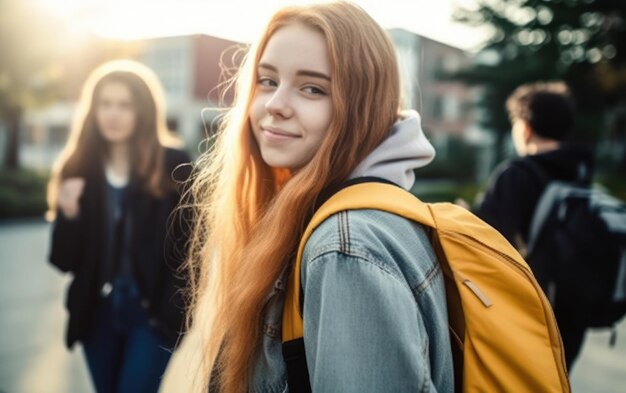 Weibliche Schülerin auf dem Weg zur Klasse in der Highschool