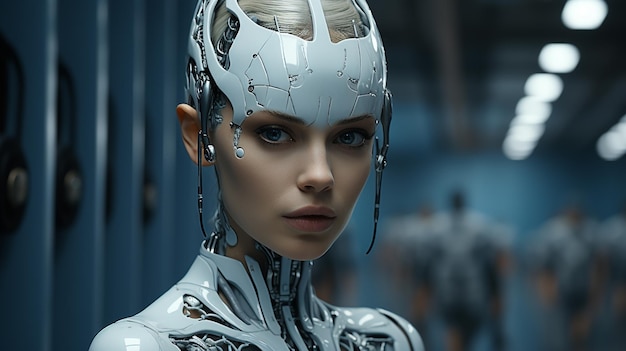 weiblicher Cyborg HD 8K Wallpaper Stock Fotobild