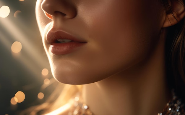 Weibliches Gesicht, Lippen und Kinn, Weiblichkeit, generative KI