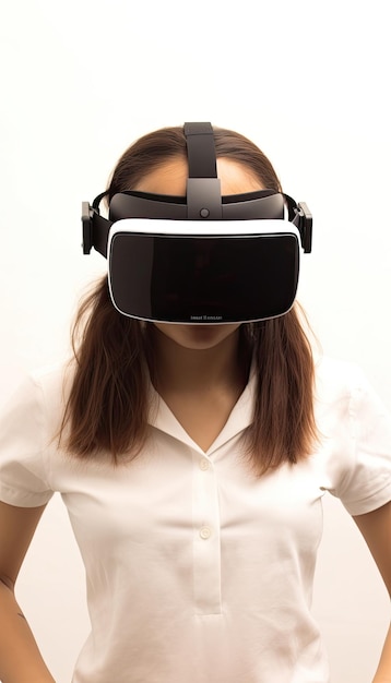 Weibliches Kind mit Virtual-Reality-Headset