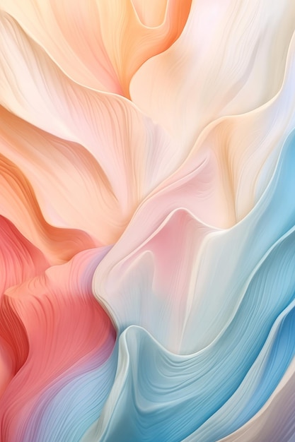 Weiche pastellfarbene Wellen auf weißem Hintergrund, KI-generierte Illustration