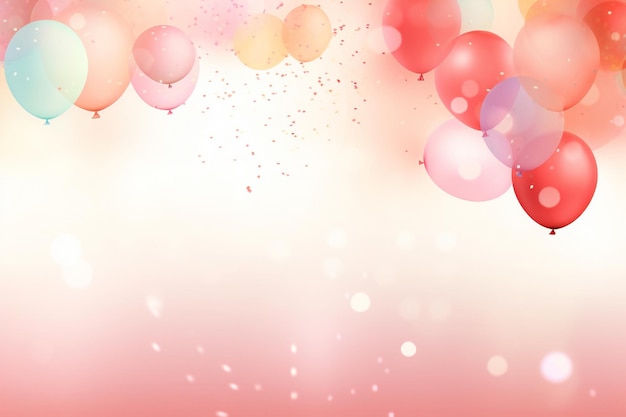 Weiche sanfte Geburtstags-Hintergrundkomposition mit Ballons und Konfetti Geburtstagskarte oder Einladung d