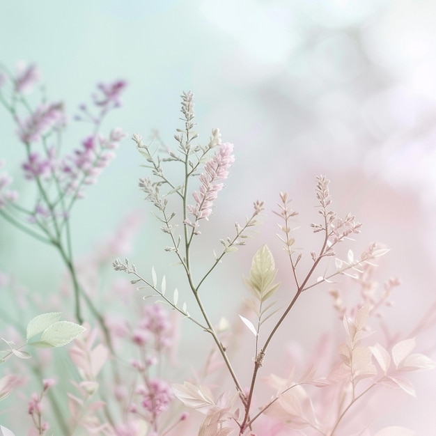 Weiches pastellfarbenes Bündel von Blumen mit verschwommenem Hintergrund