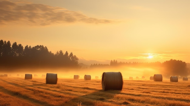 Weideweiden-Abendnebel-Landschaft