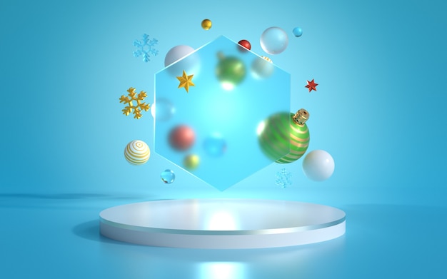 Weihnachten 3D-Rendering-Szene und Modern Product Display Podium.