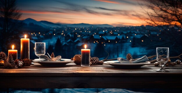 Foto weihnachten brennende kerze verschwommenen bokeh-hintergrund neujahr ai-generiertes bild