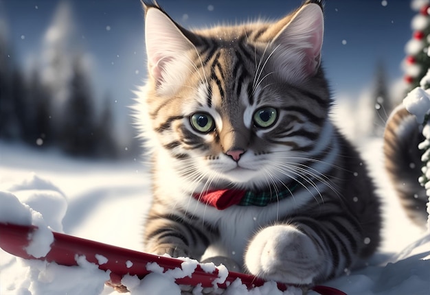 Weihnachten Cat-Skiing Cat-Skiing Generative KI