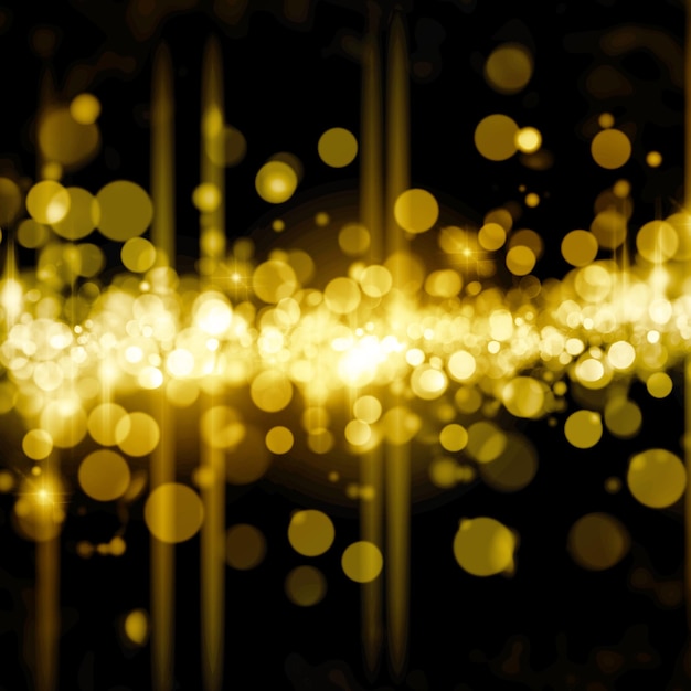 Weihnachten glänzender Hintergrund mit Lichtern und Kopienraum in goldgelben Farben