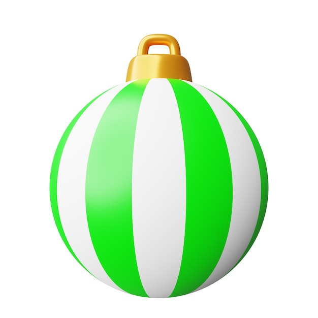 Weihnachten grüne Kugel 3D-Rendering-Illustration Weihnachtsdekoration Ornament Thema Design
