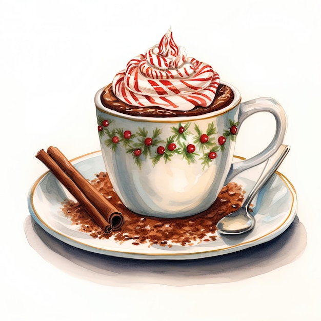 Weihnachten heiße Schokolade Cliparts weißer Hintergrund