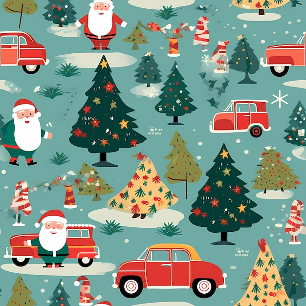 Foto weihnachten ist da variate pattern cartoon illustration