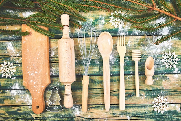 Weihnachten kochen oder Backen mit Küchenutensilien