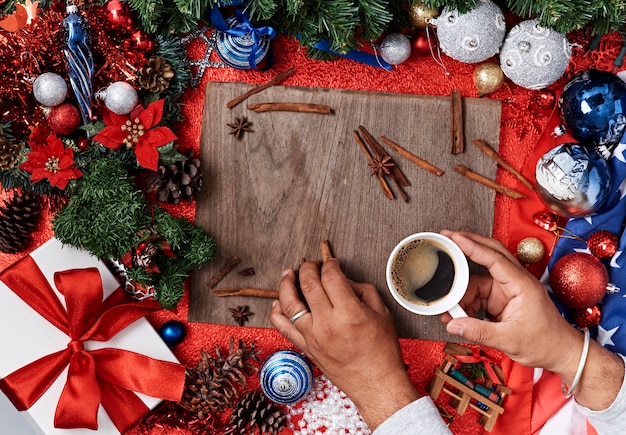 Weihnachten, Neujahr auf Holz