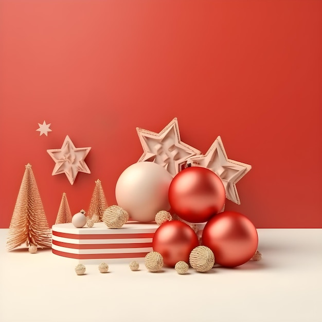 Weihnachten und Neujahr Hintergrund 3D-Rendering 3D-Illustration