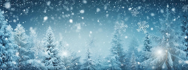 Foto weihnachten winterlandschaft hintergrund schneewald kopierraum illustration für web-poster-banner