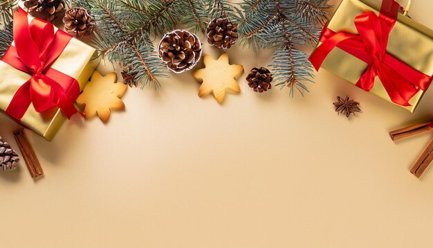 Weihnachtlicher Hintergrund mit goldenem Display, der festliche Freude und Feiertagsstimmung symbolisiert. Ideal f