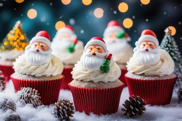 Weihnachts-Cupcakes mit festlicher Dekoration, kreative Weihnachtsleckereien für Feiern und Partys