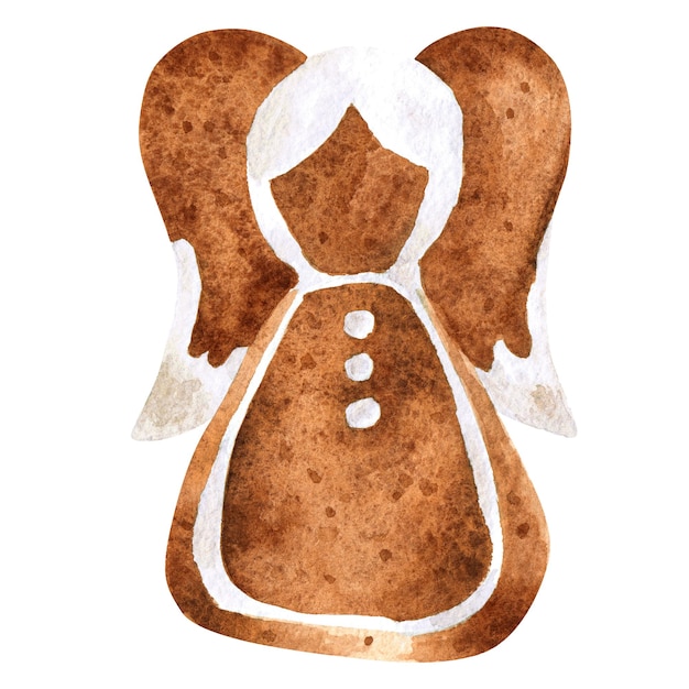 Foto weihnachts-gingerbread-engel aquarell-element isoliert auf weißem hintergrund