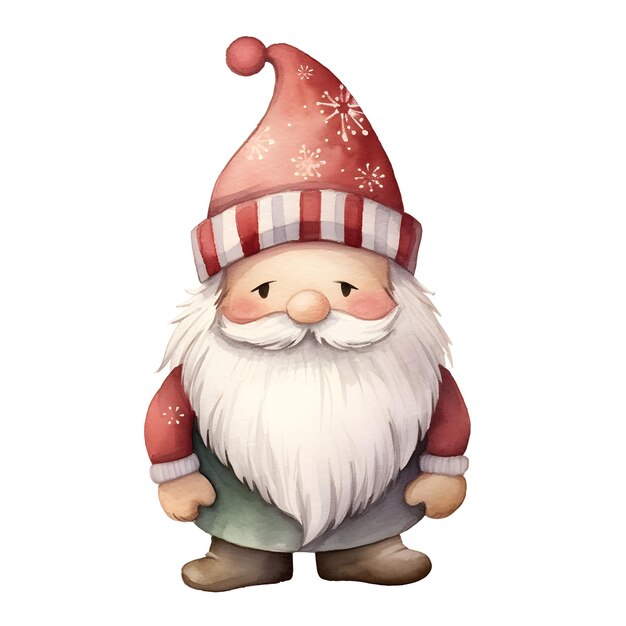 Weihnachts-Gnome mit Aquarell, isoliert auf weißem Hintergrund