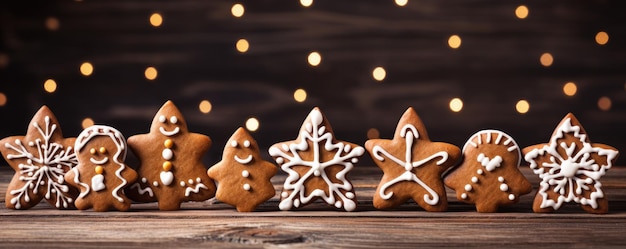 Weihnachts hausgemachte Lebkuchen auf Holz Weihnachten Hintergrund Kopierraum Generative ai