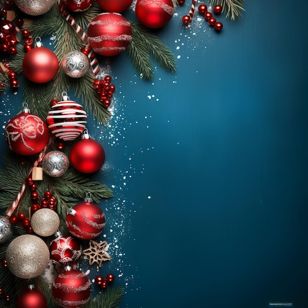 Weihnachts-Hintergrund-Grenzen geschmückt mit blauen Farben KI-Generativ