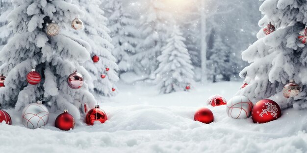 Weihnachts-Hintergrund mit schneebedeckten Bäumen